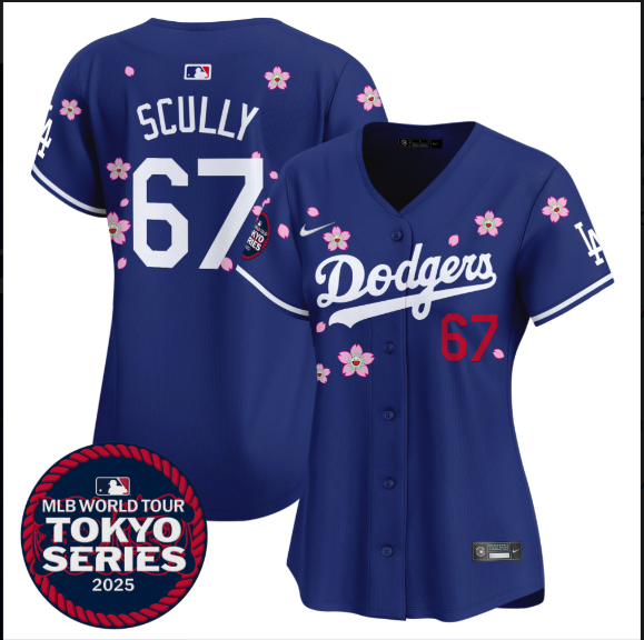 Women Los Angeles Dodgers #67 Scully Tokyo Series 2025 blue Limited Stitched Jersey